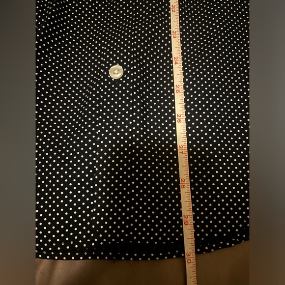 H&M Slim Fit Polka Dot Navy Blue White Button Up Dress Shirt Size S - Picture 6 of 6